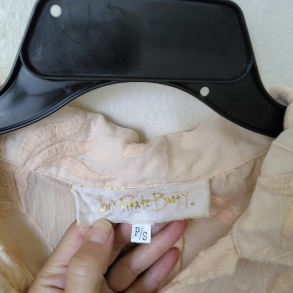 Jen's Pirate Booty Women's Sheer Beach Button Down Peach Cover Up Size S - Picture 3 of 6